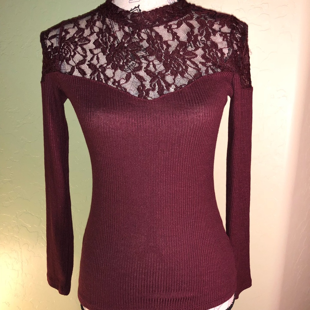 Lace neckline top
